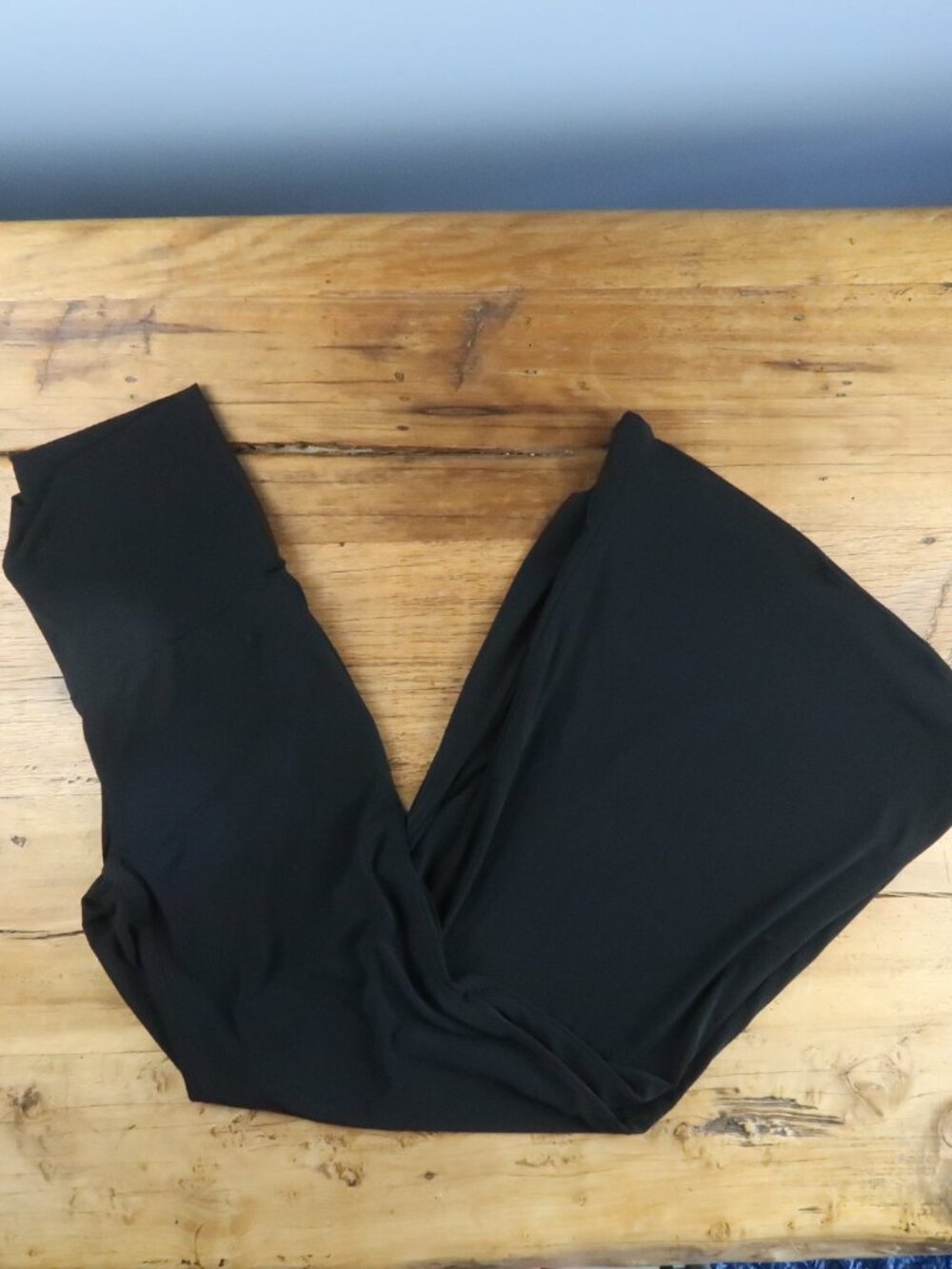 MARCIANO BLACK FOLD OVER SUPER WIDE LEG FLARE PULL ON PANTS SIZE SP